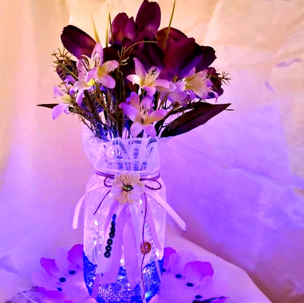 💜 💐 purple flowers fairy lantern hand made